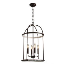 4-Light Steel Lantern Indoor Chandelier Pendant